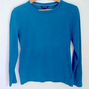 Lands’ End Women’s small green ribbed 💯% cotton long sleeve crew